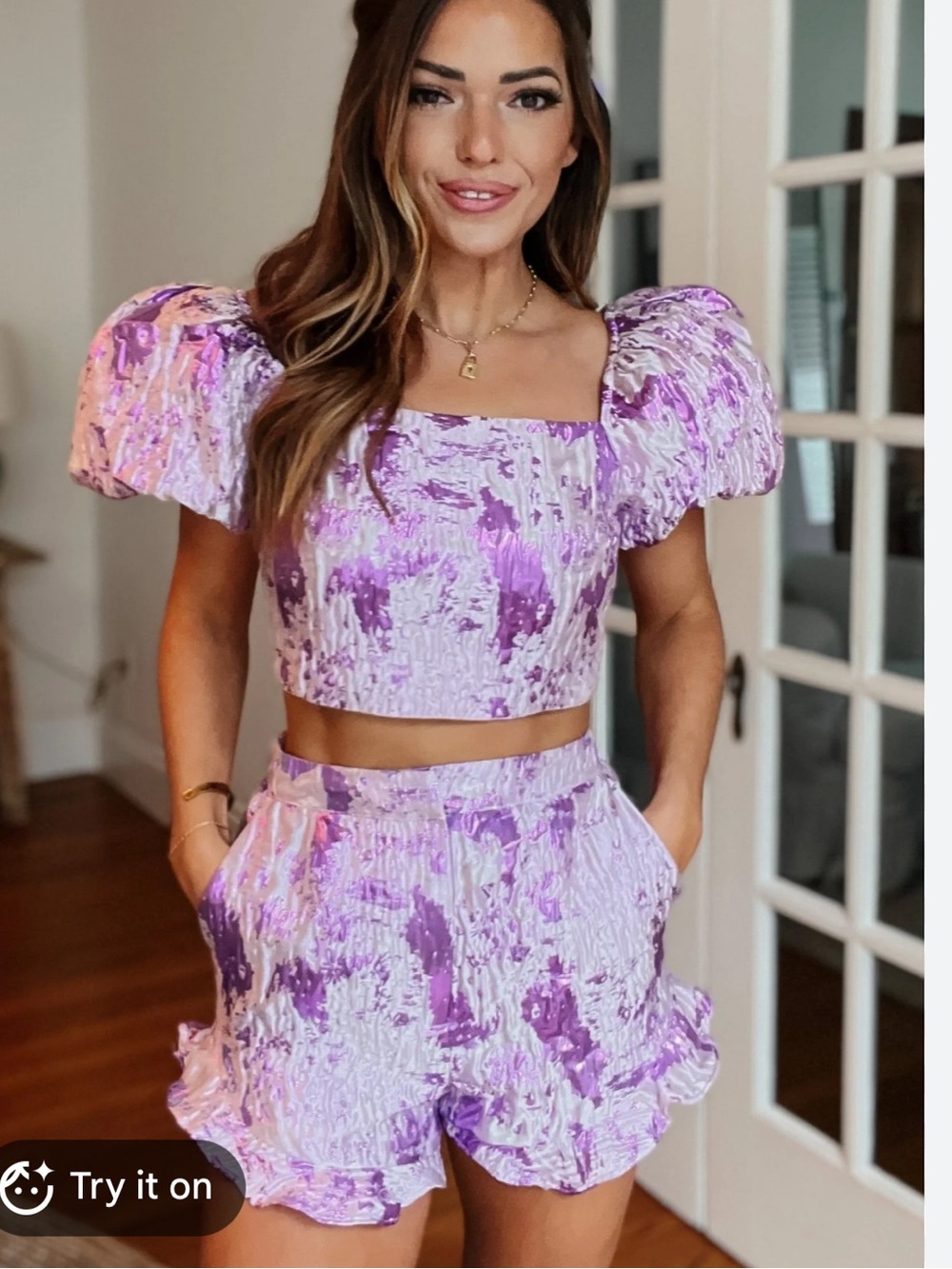 Buddy Love Lilac & Purple Smocked Ruffle Skirt Set